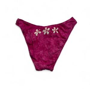 Pink Flowers Early 2000s Y2K Bikini Bottoms size Meidum brand is Sunset Beach